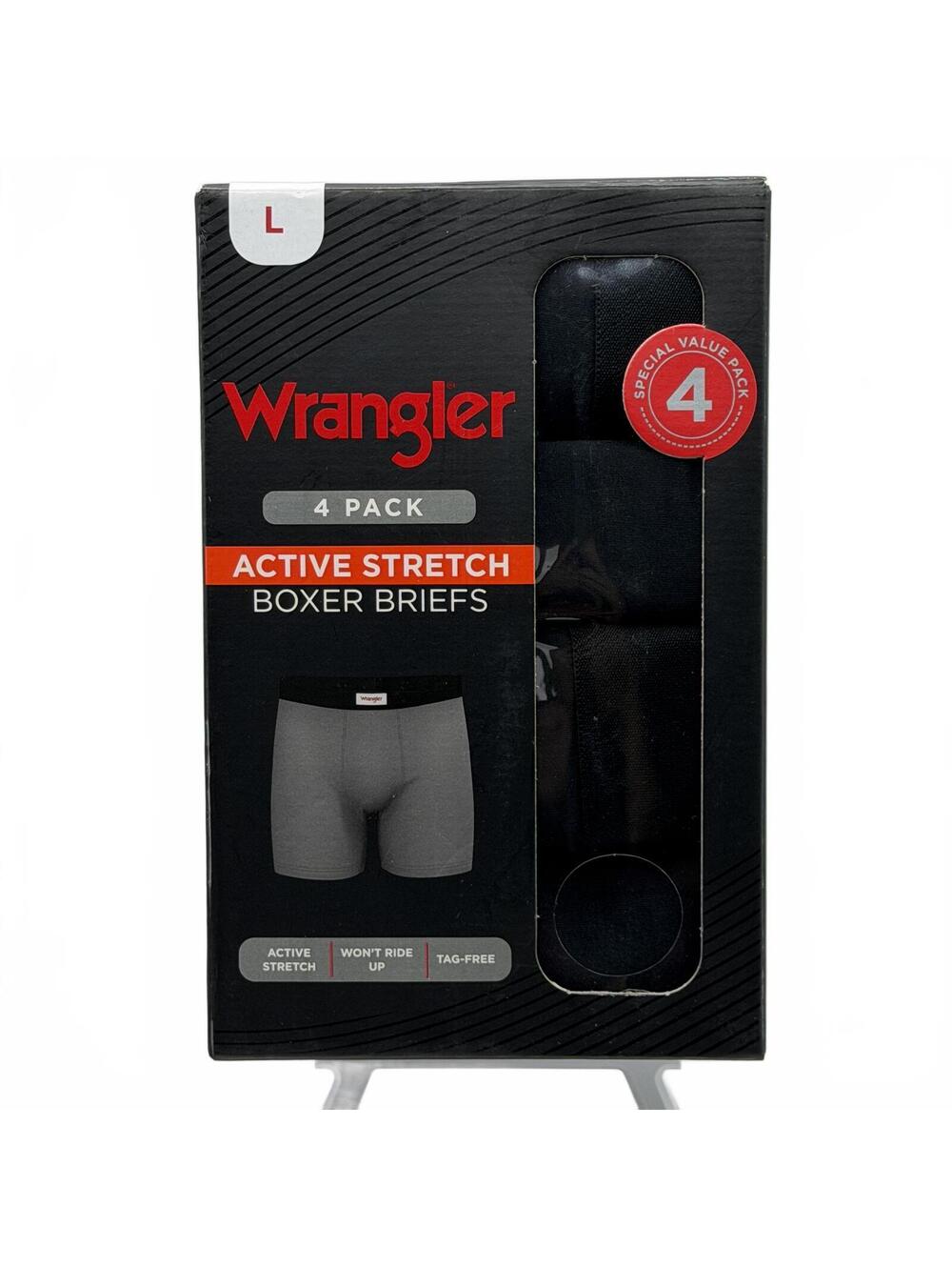 Wrangler Men's Boxer Briefs 4 Pack Size Large L Active Stretch
